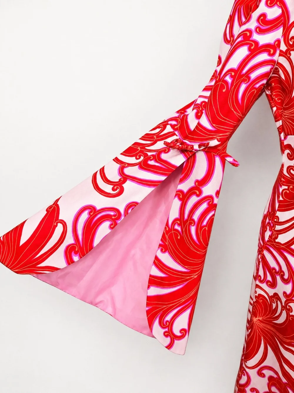Vintage 60s Hawaii Nei Honolulu Psychedelic Bell Sleeve Maxi Dress Pink Sz 10 - Picture 2 of 12